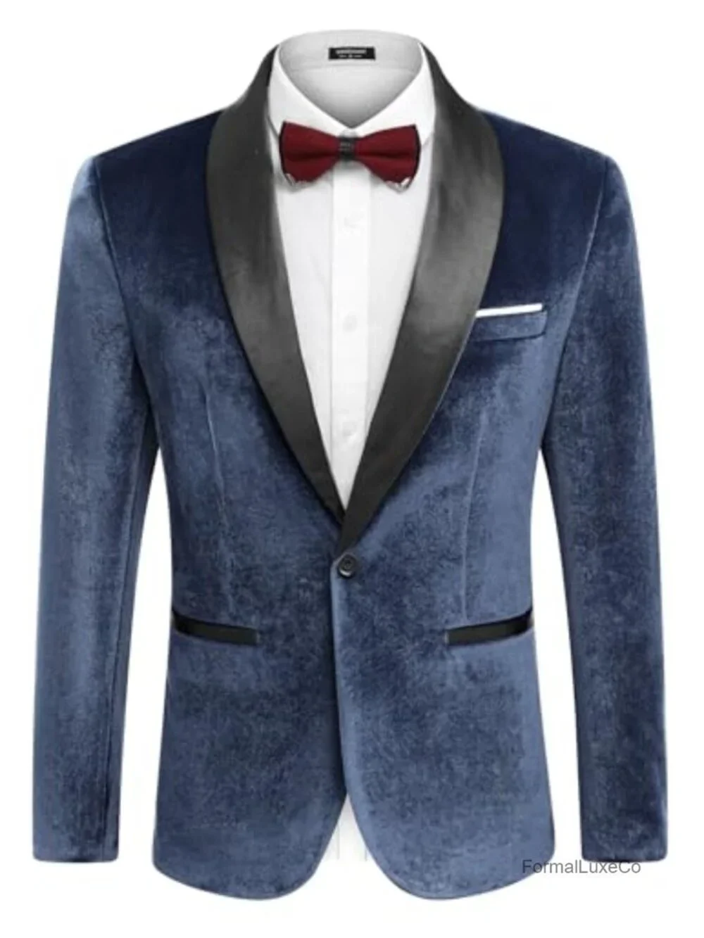 Men's Velvet Tuxedo Jacket One Button Slim Fit Shawl Collar Wedding Blazer
